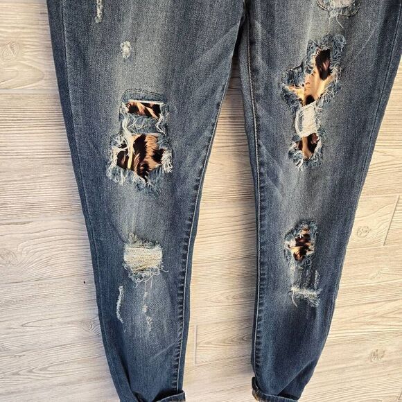 Judy Blue Cheetah Distressed Skinny Fit Womens SZ 5 / 27 - Picture 4 of 8